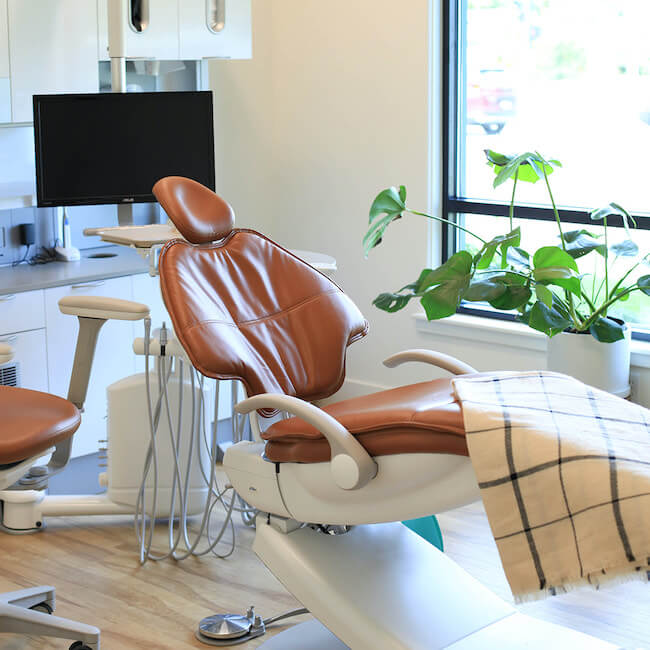 One of our office treatment rooms with a dental chair